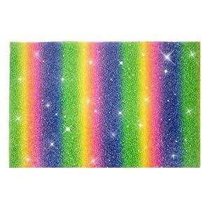 Rainbow Placemat for Dining Table, Heat Resistant Crushed Diamond Sparkle Glitter Rhinestones Decoration Table Mat, 12 x 18inch Placemat Gifts for Holiday (Rainbow)