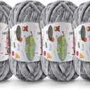 4 Skeins Fluffy Chenille Yarn for Crocheting - Chunky Velvet Yarn for Scarves Shawls, Baby Blankets, Hats Plush Toys, Plush Yarns Each Skein 49.2yd, 3.5oz (Dark Gray)