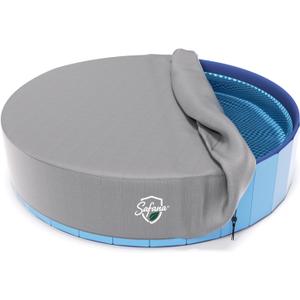 SAFANA 72 inch Dog Pool Cover 71 inch [Upgrade 420D Thickened] 72" Foldable Round Dog Swimming Pool Cover, Portable Dog Pet Bath Pool Cover, Drawstring [New Gray for Superior UV Reflective Protection]