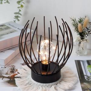 JHY DESIGN Decorative Battery Table Lamp Battery Powered Lights Indoors lamp with LED Bulb Battery Operated Outdoor Lantern Great for Room Decor Parties Patio Events (Black)