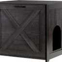 Dwanton Cat Litter Box Furniture Hidden, Cat Litter Box Enclosure, Reversible Entrance Can Be on Left or Right Side, Indoor Cabinet, Wooden Washroom, End Table, Nightstand, Dark Gray, 23.6" L