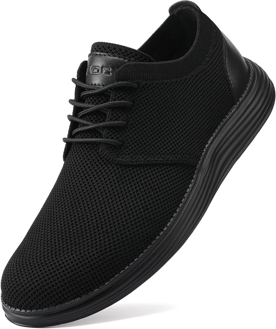 VILOCY Men's Fashion Dress Sneakers Casual Walking Shoes Business Oxfords Comfortable Breathable Lightweight Tennis (11, All Black)