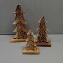 Cinnvoice 3 Set Handmade Carved Wooden Christmas Trees Tabletop Holiday Winter Christmas Trees Tabletop Decoration with Rectangular Base Rustic Xmas Centerpieces for Farmhouse Home Mantel Shelf Decor