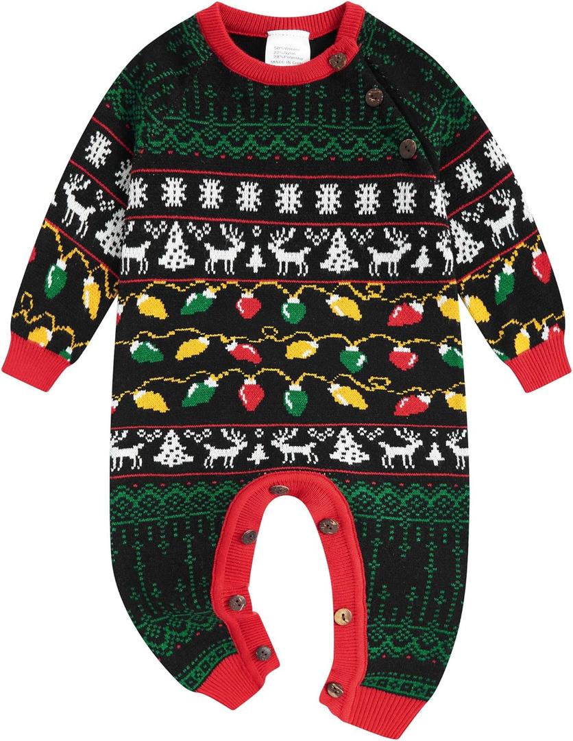 UNICOMIDEA Baby Ugly Christmas Outfit 0-24 Months Sweater Infant Knitted Xmas Romper