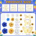 Knitgrip 31 Pcs DIY Graduation Cap Decorations Kit Faux Flower Heads 3D Butterfly Stickers Graduation Quotes Glitter Decals for Grad Hat Topper Graduations Party Supplies(Blue, White, Gold)