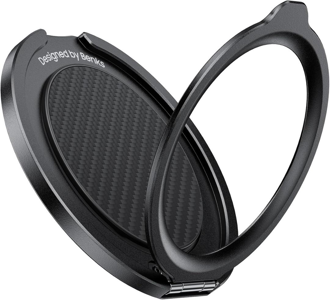 BENKS Magnetic Phone Grip Ring Holder Stand for Magsafe, 360 Rotation Adjustable Cell Phone Stand for iPhone 16/15/14/13/12 Series, Smartphone Accessories, Black