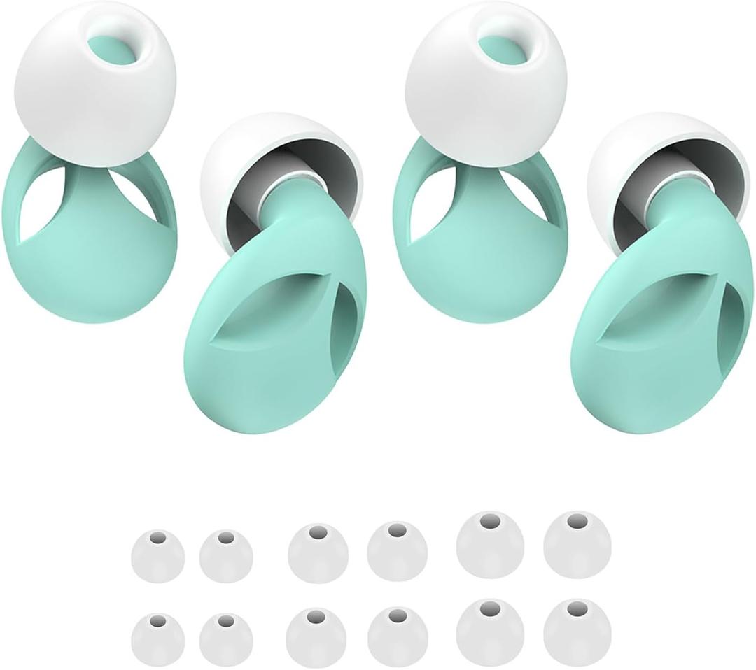 Ear Plugs for Sleep Noise Cancelling, 2 Pair Noise Reduction Soft Silicone Earplugs for Concert, Work, Travel, Focus & Noise Sensitivity Silicone Hearing Protection Earplugs with 6 Ear Tips Green