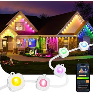 Linkind Outdoor Eave Lights for Easter Lights,100ft with 72 Triple-LED,AI Lighting, RGBTW Smart Outdoor Lights LED Strip Lights, IP67 Waterproof, Works with Alexa,Google Assistant
