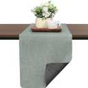 Table Runners 72 Inches Long, Dual-Sided Faux Leather Farmhouse Table Runner Waterproof Heatproof Non-Slip for Living Room Party Home Decor Holiday Decorations(Gray Sage Green, 12 x 72 Inch)
