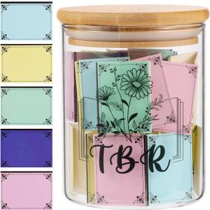 TBR Jar Gifts for Book Lovers Reading Accessories To Be Read List Jar with 100 Colorful Notes Bookish Bookworm Gift for Book lover (Style 1)