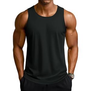 TACVASEN Men's Workout Tank Tops Sleeveless UPF 50+ Summer Sun Shirts Quick Dry for Running Swim Gym Beach (Black, M)