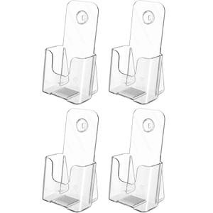 MaxGear 4 Pack Acrylic Brochure Holder, Trifold 4 inches Wide Plastic Literature Holder For Pamphlets, Flyers, Rack Cards, Wall Mount Clear Countertop Organizer Display Stand, Office or Home Use