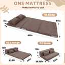 Tri-Fold Futon Mattress,Foldable Japanese Floor Sleep Mattress,High-Density Foam Tatami Bed Mat with Corduroy Cover,Floor Bed for Guest Room,Guest Bed&Flexible Living (Espresso Brown,Full)