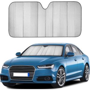 EcoNour Accordion Car Windshield Sun Shade (Gray) | Foldable Car Window Shades for UV Protection & Heat Block | Keeps Interior Cool | Sun Blocker for Front Window | 58 x 28 Inches