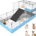 2-Story Guinea Pig Cages with Tarp, Large C&C Loft Cage for Rabbit Bunny Puppy Small Animal Indoor Dog Playpen Pet Exercise Enclosure, 25 Panels