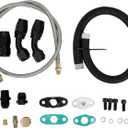 Turbo Oil Drain Line Kit for T3/T4/T04E/T60/T61/T70, Stainless Steel Braided Oil Feed Line with Gaskets and Screws
