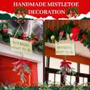 2 Pcs Christmas Mistletoe Decor Artificial Mistletoe Ornaments You Know What to Do Hanging Wood Sign Christmas Ornamnets with Red Velvet Bow for Xmas Door Home Party Decoration Supplies