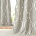 NICETOWN Room Darkening Curtains for Bedroom, Natural, 2 Panels, 52 x 84 inch, Noise Reducing Thermal Insulated Wave Line Foil Print Design Blackout Curtains for Storage Office Work Area
