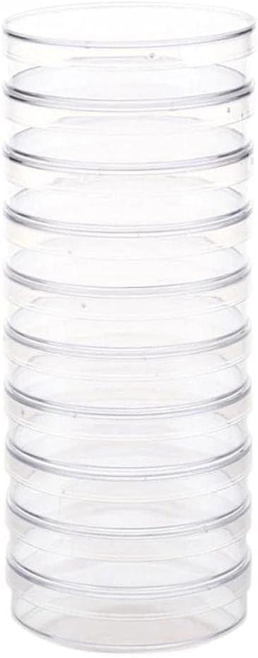 10 Pack Sterile Thick Plastic Petri Dishes with Lid, 90mm Dia x 15mm Deep Clear 3 Vents Petri Dish for Lab Science Experiment
