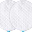 Waterproof Bassinet Mattress Pad Cover Compatible with Fisher Price On The Go Baby Dome, 2 Pack, Ultra Soft Surface, Breathable and Easy Care