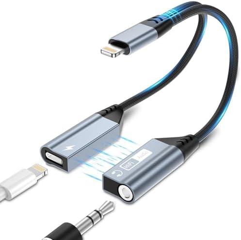 Magnetic Lightning to 3.5mm Headphone Jack Adapter, [Apple MFi Certified] 2 in 1 iPhone Headphone Adapter Aux Audio and Charger Adapter, iPad Headphone Adapter Charging (Blue)