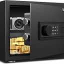 Kavey 0.8 Cub Safe Box, Home Safe with Backlit Touch Screen Keypad and Dual Alarm System, Money Box Fireproof With Mute Function and LED Light for Money Document Valuables