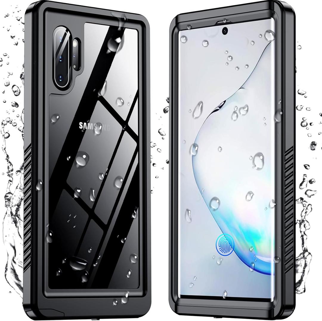 for Samsung Galaxy Note 10 Plus Case Waterproof, [Military-Grade Drop Protection] [IP68 Underwater] Full Body Heavy Duty Rugged Shock-Proof Case for Note 10 Plus 6.8''-Black