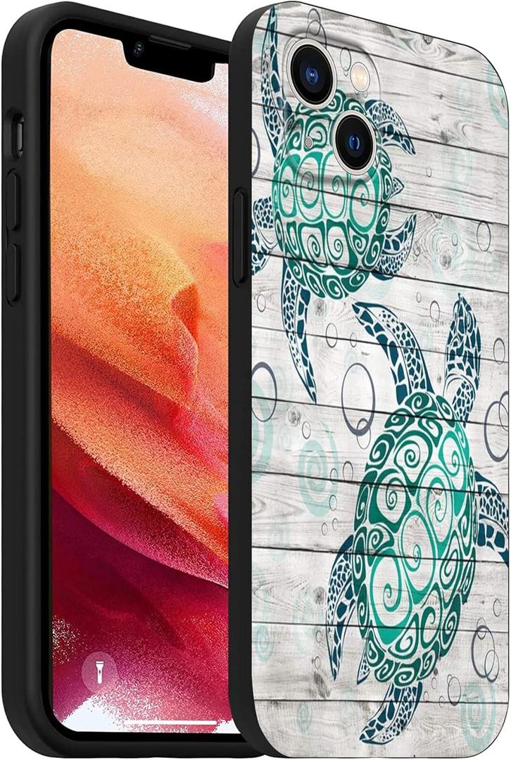 for iPhone 14 Case with Turtle Sea Marine Animal Design for Girls Women, Shockproof Slip Resistant Slim Fit Protective Phone Case