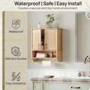 HOOBRO Narrow Bathroom Wall Cabinet with Towel Rack, Space Saving Medicine Cabinet for Small Spaces, Farmhouse Fluted Wall Storage Cabinet with Adjustable Shelf, Natural