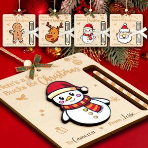 Unique Christmas Money Holders for Cash Gift - 4 Pcs Fun Christmas Money Holder Ornaments, Wooden Cash Holders Xmas Gift 2025