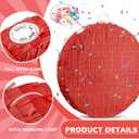Jenaai 16 Inch Round Red Piñata Large circle Blank Piñata with Stick, Blindfold and Confetti for Adults and Kids' Birthday Parties Game DIY Wedding Celebration Baby Shower Carnival Party Supplies