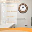 12 Inch Indoor/Outdoor Waterproof Wall Clock with Thermometer & Humidity, Silent Non-ticking Quartz Clock for Courtyard Kitichen Living Room Bathroom Balcony Greenhouse Garden Pool Patio (brown)