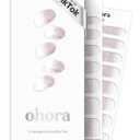 Ohora Semi Cured Gel Nail Strips (N Basic Nails no.3) - Nude, Glitter, Works with Any UV/LED Lamps, Salon-Quality, Long Lasting, Easy to Apply & Remove - Includes 2 Prep Pads, Nail File & Wooden Stick