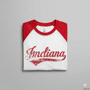 Vintage Indiana Hoosier State Distressed Pride apparel Raglan Baseball Tee XL