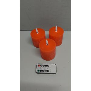 Retisee Flameless Pillar Candles Set of 3 Battery Operated Candle with Remote Control Timers Real Wax Flat Top Flickering Small LED Candles for Christmas Decorations Dinner Gift(Red,3x3 Inch)