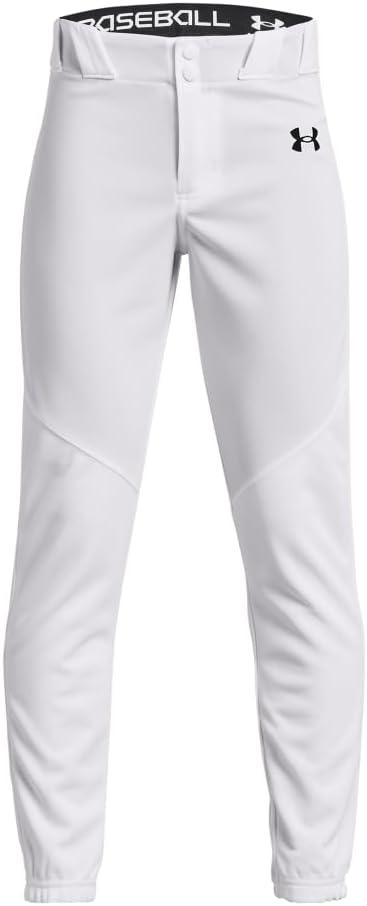 Under Armour Boys' Utility Baseball Pant Closed (Large, (100) White / / Black)