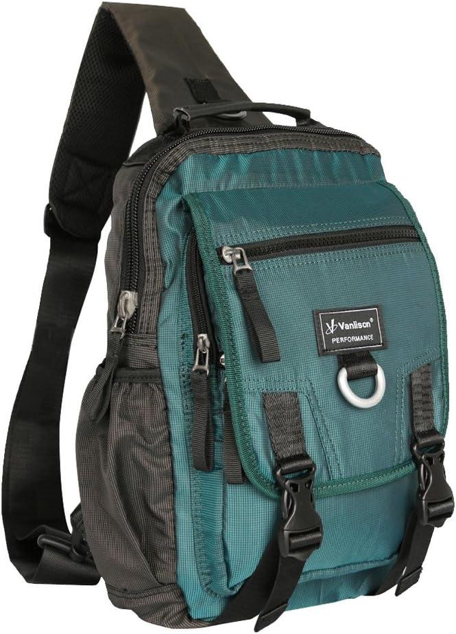 Sling Bag Backpack Cross Body Messenger Bag Shoulder Backpack Travel Rucksack Lake Blue (Dark Green)