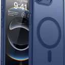 CANSHN Magnetic for iPhone 16e Case, Upgraded [Full Camera Protection] [Compatible with Magsafe] [Translucent Matte] Shockproof Protective Phone Case for iPhone 16e - Deep Blue