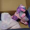 Kids Roller Skates for Beginners - ZOOBLISS Toddler Roller Skates for Boys and Girls Ages 3-7 with Light-Up Wheels & 4 Adjustable Sizes, Tri-Wheel Training Skates for Kids (S-Small(11C-1Y US), Unicorn Rainbow)