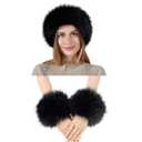 3 Pieces Faux Fur Headband Arm Warmers Wrist Cuffs Earmuff Ear Warmer for Cold Weather Furry Costumes Black
