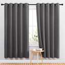NICETOWN Blackout Curtains Panels for Bedroom - 3 Pass Microfiber Noise Reducing Thermal Insulated Solid Ring Top Blackout Window Drapes (2 Panels, 66 x 72 Inch, Gray) (Grey)