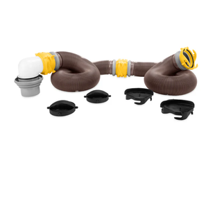 Camco Revolution Sewer Hose Kit with 360 Degree Swivel Fittings and 4-in-1 Elbow Adapter, Universal Fit, 20 Feet (39634)