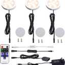 AIBOO Dimmable LED Under Cabinet Puck Lights 3 Lamps Kit with RF Remote Control for Home Kitchen Counter Lighting (Warm White 2700K)