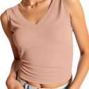 Imily Bela Womens Ribbed Tank Tops Summer Slim Fit V Neck Tops Casual Basic Knit Sleeveless Shirts (XL)