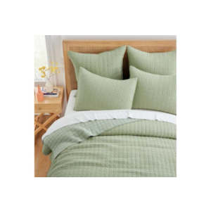 King Quilt-Sage Green Cotton Waffle Weave 3 Piece Set