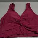 GRAPENT Bikini Tops for Women Cropped StrapCore Tankini Tops Beach Padded Knot Twist Cut Out Adjustable Swimwear Top Only (Large, Plum)