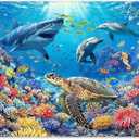 Fabric 7x5ft Summer Under the Sea Backdrop Ocean Shark Banner