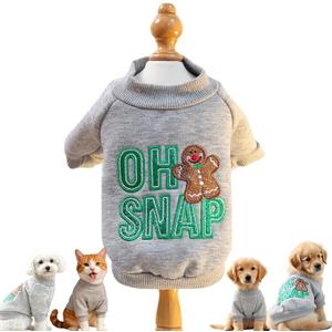 Christmas Pet Sweatshirt Coat with Gingerbread Design  Perfect Pet Christmas Outfit for Dogs and Cats (XLarge, Gingerbread Coat)