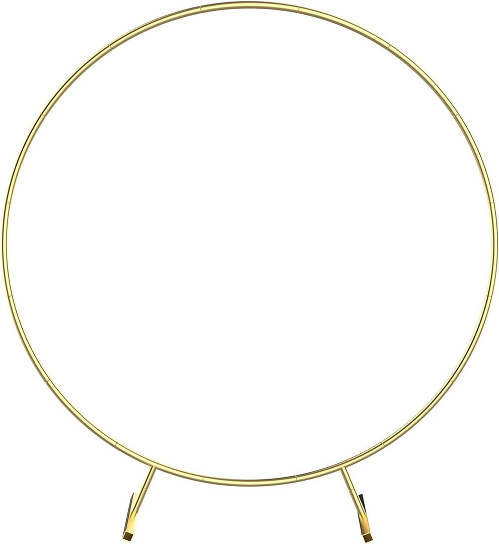 LANGXUN Large Size Metal Round Balloon Arch kit Decoration, for Wedding Birthday Party Decoration, Graduation Decorations and Baby Shower Photo Background (6.6ft-Gold)