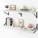 Acovy Deep Floating Shelves Wall Mounted, 36"x12" White Wall Shelves with Brackets Set of 2 for Bedroom, Living Room, Bathroom, Kitchen, Office - Storage & Display Shelf for Decor, Books, Plants